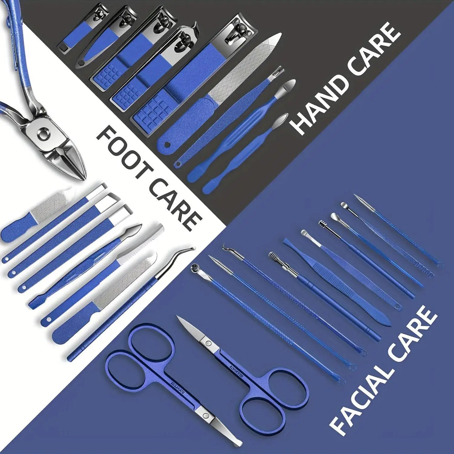 30pcs Professional Stainless Steel Nail Clipper Set Green Nail Tools Manicure  Pedicure Set of 30pcs Travel Grooming Kit
