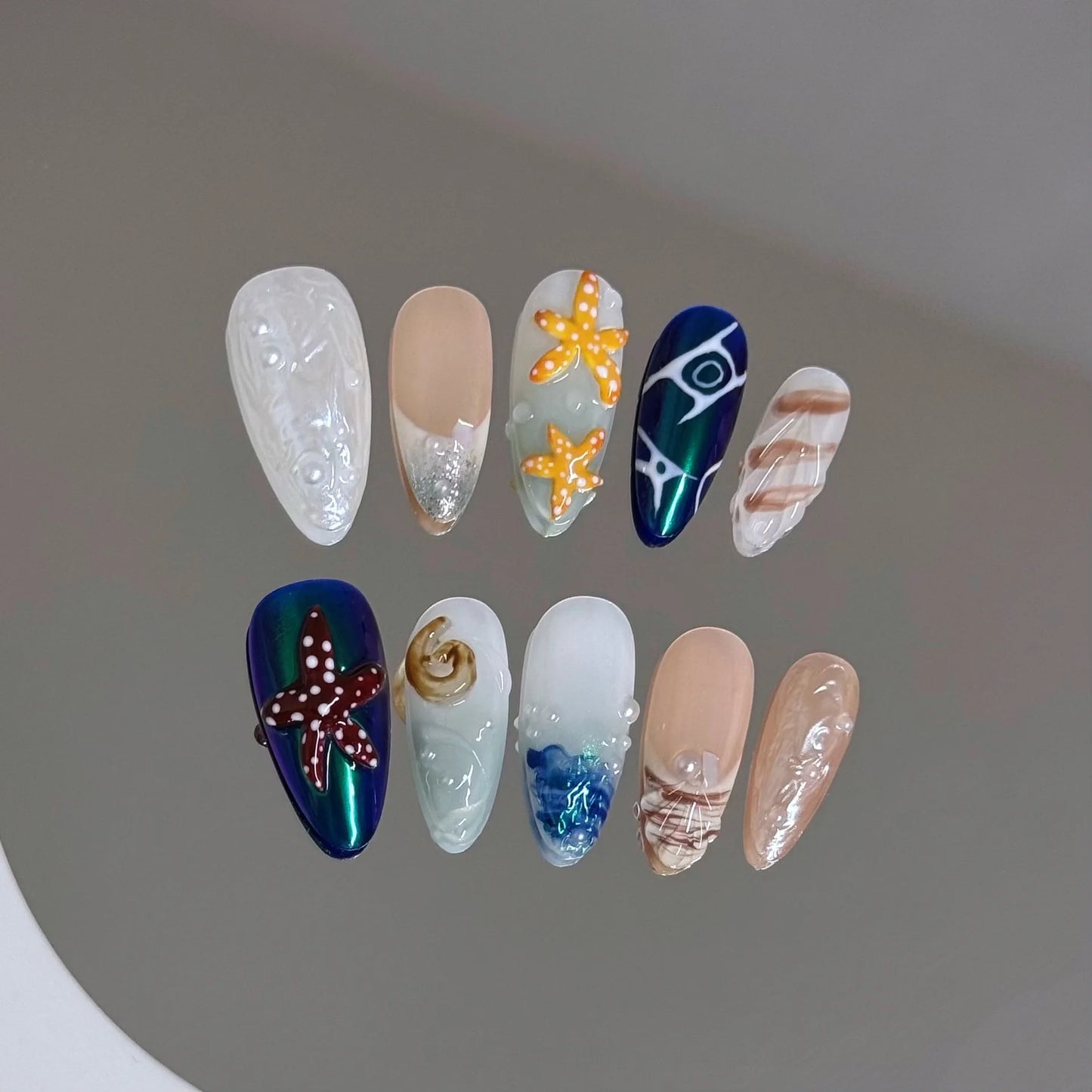10pcs Handmade y2K Press on Nails Sweet Cool Crocodile pattern Almond Fake Nail Tips Wearable Ins Blush Spice Girls False Nails