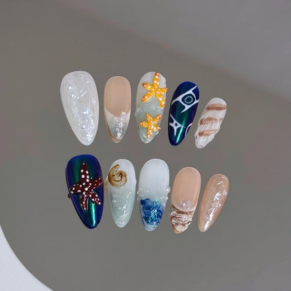 10pcs Handmade y2K Press on Nails Sweet Cool Crocodile pattern Almond Fake Nail Tips Wearable Ins Blush Spice Girls False Nails