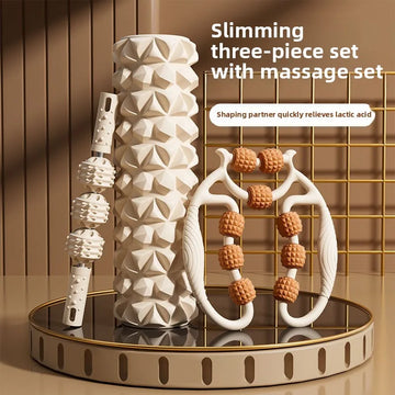 ‌Dual-Surface Foam Roller for Leg Toning & Muscle Relaxation – Yoga Fitness Tool, Portable Massage Stick for Home Gym