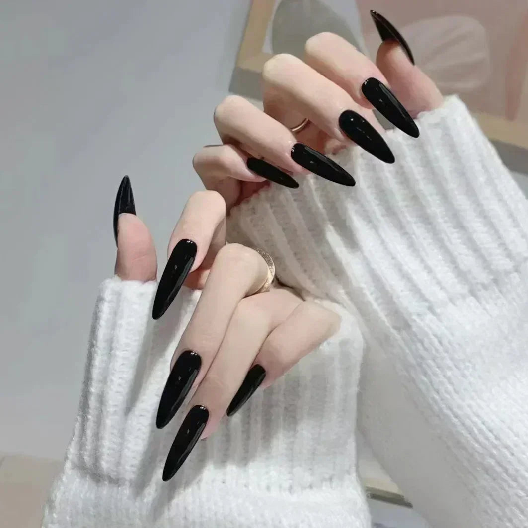 24pcs/Box Long Coffin False Nails Art Rose with Glue Wearable Nude Pink White Color Jelly Nails Tips Full Cover Press on Nails