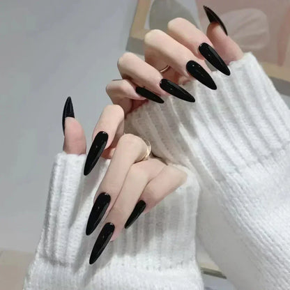 24pcs/Box Long Coffin False Nails Art Rose with Glue Wearable Nude Pink White Color Jelly Nails Tips Full Cover Press on Nails