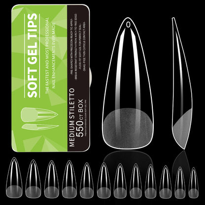 550Pcs Transparent Acrylic Fake Nails Full Half Cover Nail Tips Handmade Press On Nails 9 Styles Soft Gel Tips For Nail DIY