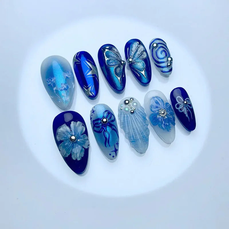 24pcs Black Cat's Eye Press on Nails Finished Ins Wearable False Nail Sets Love Design Stick on Nails Stilettos Fake Nail Tips