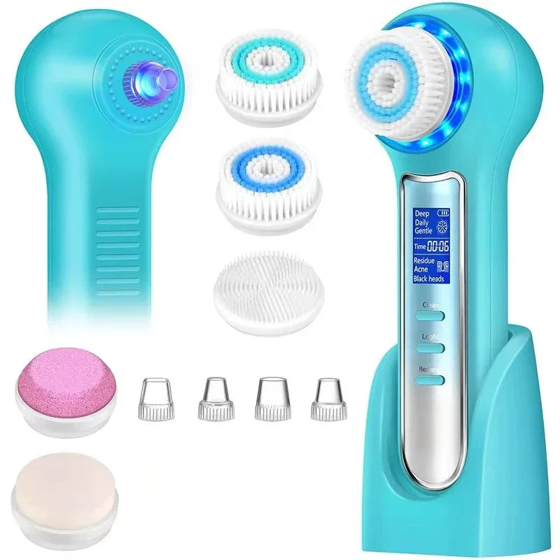 5 in 1 Electric Facial Cleansing Brush Blackhead Remover Vacuum With Rechargeable Face Spin Brush Facial Pore Deep Cleansing