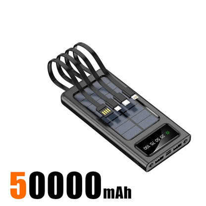 Xiaomi 200000mAh Solar Power Bank Large Capacity Mobile Power Fast Charging Battery With Dual USB 4 Cables For iPhone Samsung