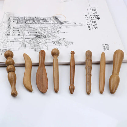 Natural Wooden Acupoint Stick Dial Stick Meridian Pen Massage Stick Body Meridian Stress Relief Foot Sole Acupoint Massage Tools