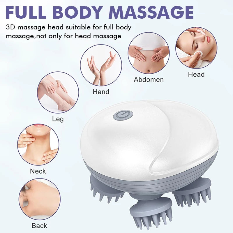Electric Head Scalp Massager Body Shoulder Leg Arm Neck Deep Tissue Antistress Relax Kneading Muscle Tension for Cat Pet Massage