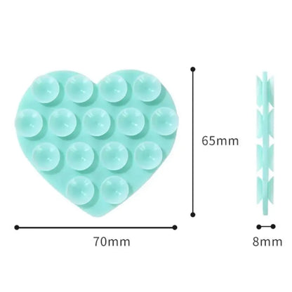 1Pcs Heart-shape Sucker Support Silicone Sucker Strong Adsorption Mobile Phone Fixed Pad Hand-Free Washable Suction Cup Bracket