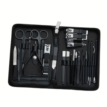 30pcs Professional Stainless Steel Nail Clipper Set Green Nail Tools Manicure  Pedicure Set of 30pcs Travel Grooming Kit