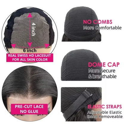 Straight Pre Cut Glueless Wig 100% Human Hair Ready To Wear And Go Pre Plucked HD Lace Wigs Real Human Hair For Women Brazilian
