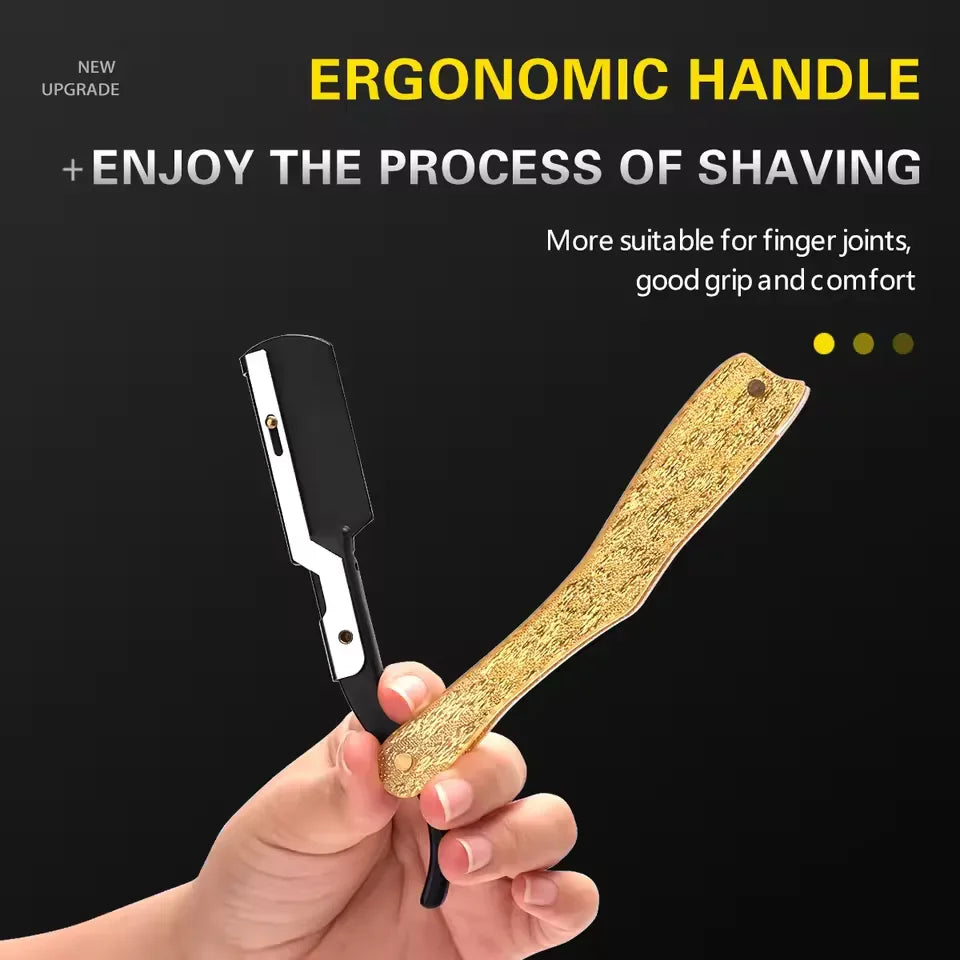 Men's Beard Straight Razor, Foldable Hair Blade for Precise Shaving & Facial Contouring, Barber Grooming Tool for Styling