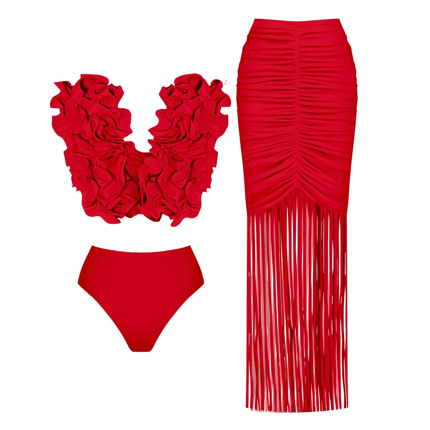 2025 Solid Red Flower One Piece Swimsuit Luxury Women Swimwear Sexy Swim Suit Deep V Monokini Off Shoulder Bodysuit Bathingsuit