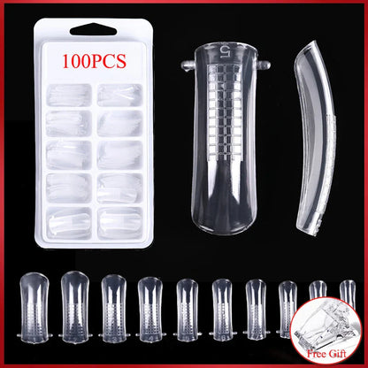 60Pcs/Bag Nail Forms For Nail Extension Half/Full Cover Nail Tips For Quick Building UV Gel Long Coffin False Tips Nail Forms