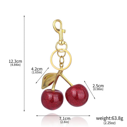 Trendy Red Cherry Pendant Keychain for Women Cute Bag Decorations Multifunctional Jewelry Car Key Accessories Charm Keyring Gift