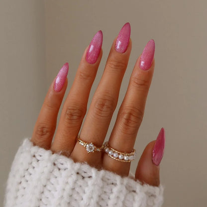 24Pcs Long Almond Fake Nails with White Edge Design Wearable French Press on False Nails Simple Full Cover Nail Tips Manicure