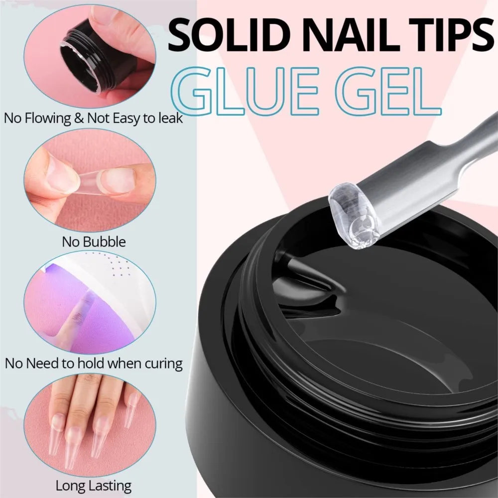 5ml Soft Nail Tips Gel For Press On False Nails Solid Sticker Adhesive Nail Gel UV Bond Rhinestone Fake Tips Extension Nail Glue