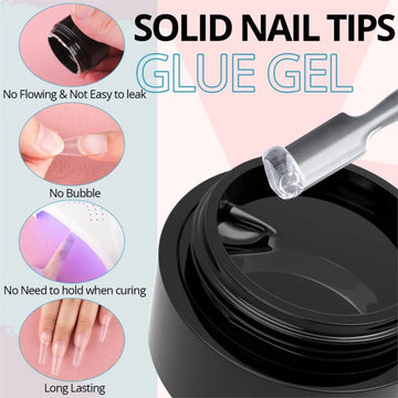 5ml Soft Nail Tips Gel For Press On False Nails Solid Sticker Adhesive Nail Gel UV Bond Rhinestone Fake Tips Extension Nail Glue