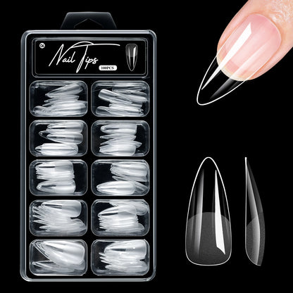 100Pcs Almond Coffin Soft Gel Nails Tips Half-frosted Full Cover Press On Nails Soak Off Gel Nail Extension Tips Capsule