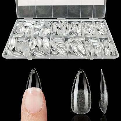 600Pcs False Nail Tips Semi-Matte Finish Almond French Coffin Stiletto Oval Square Shapes with Front Edge Thickened Fingertips