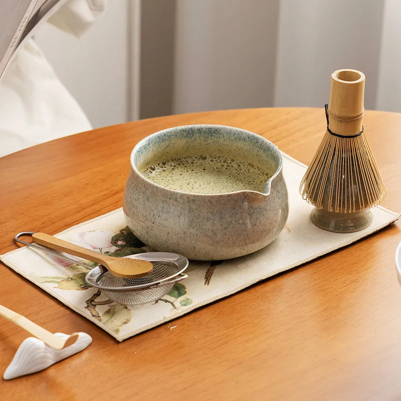 Song Dynasty Matcha Set With Gift Box 5pcs Large Capacity Ceramic Chawan Whisk Brush Complete Matcha Kit Traditional Gift
