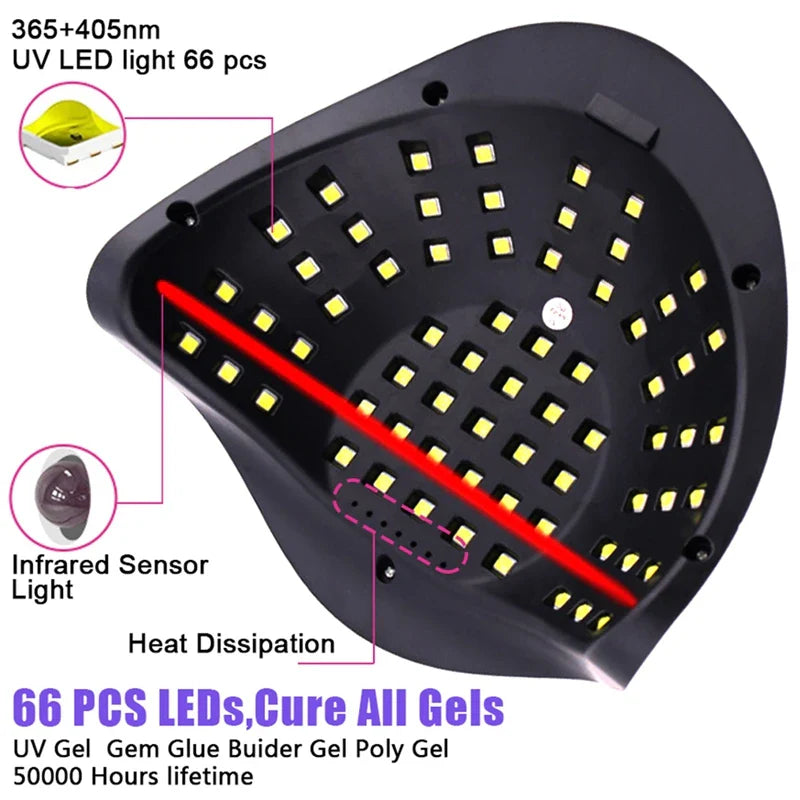 280w UV Lamp For Nails 66LEDs Nail Lamp Dryer With 4Timer Gel Polish Drying Lamp Smart Sensor Gel Lamps Professional Nail Tools