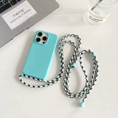 Necklace Strap Cord Crossbody Lanyard Liquid Silicone Case For iPhone 16 Pro 15 14 13 Pro max 12 12mini 7 8 plus