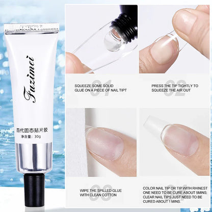 30g Solid Patch Easy Stick Nail Tips Gel Strong-Adhesive Nail Extension Gel Clear Soak Off UV LED Nail Tips/Rhinestone Gel