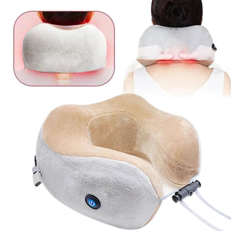 Portable U-shaped Neck Massager Electric Neck and Shoulder Vibration Massage Single Button Operation Suitable for Travel Work