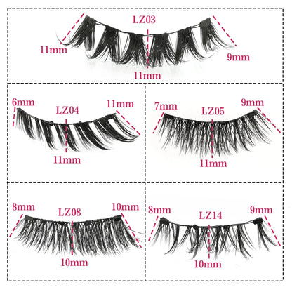 1 Pair Reusable Magnetic Eyelashes Set With Magnetic Tweezers Natural Faux Mink Lashes Fluffy Fake Eyelash Extension Makeup Tool