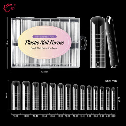 TP 140pcs/box New Nail Dual Forms Acrylic Nails Top Forms for Extension Quick Building UV Gel Molds Full Cover Nail Upper Forms