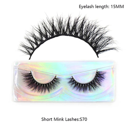 LEHUAMAO Makeup Mink Lashes 3D Short Mink Eyelashes Natural False Eyelashes Fluffy Mink Lashes Extension 12mm-15mm Eyelashes