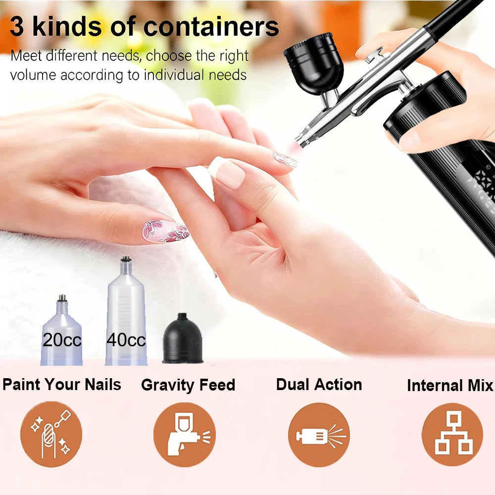 Airbrush Nail with Compressor Cordless Mini Airbrush Nail Kit Portable Electric Mini Spray Gun Multifunctional beauty device