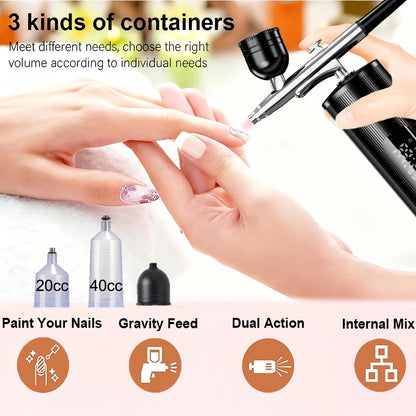 Airbrush Nail with Compressor Cordless Mini Airbrush Nail Kit Portable Electric Mini Spray Gun Multifunctional beauty device