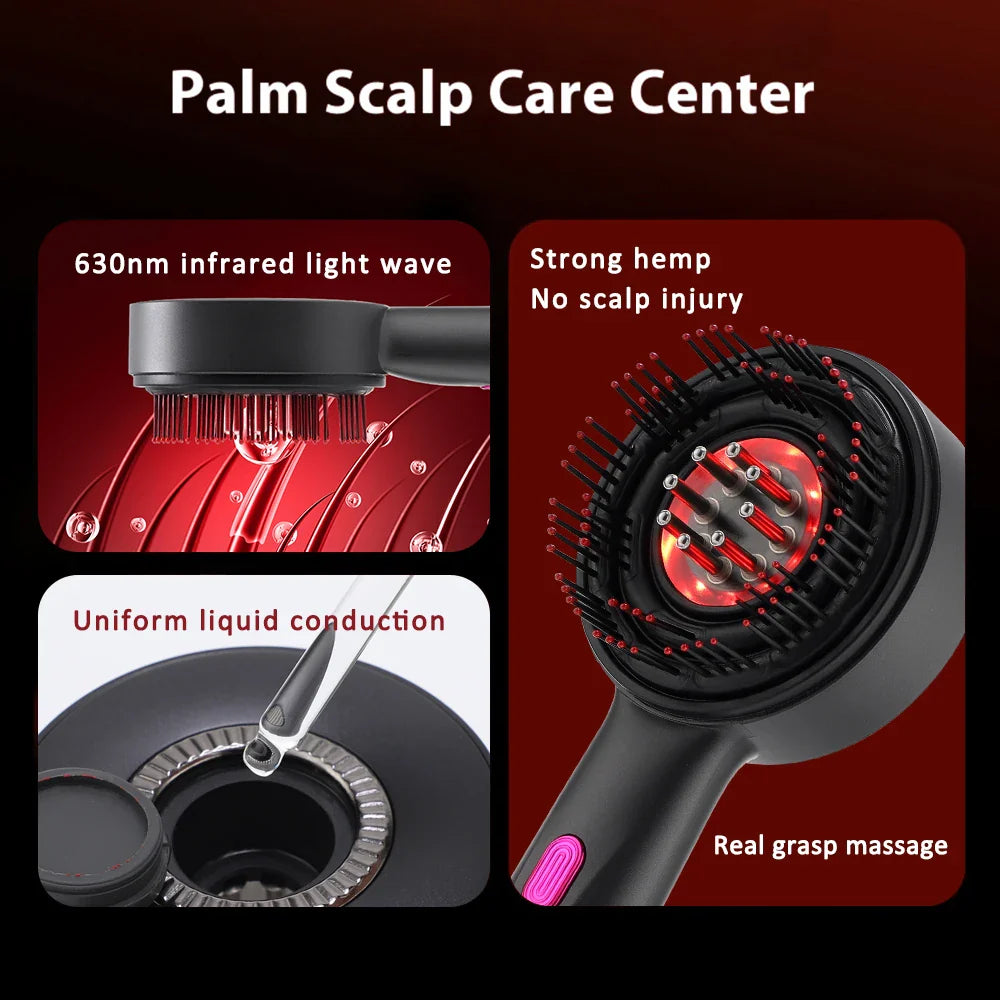 3 Modes Electric Vibration Massage Comb Red Light Hair Growth Massage Scalp Brush Oil Liquid Applicator Head Massager Anti Loss