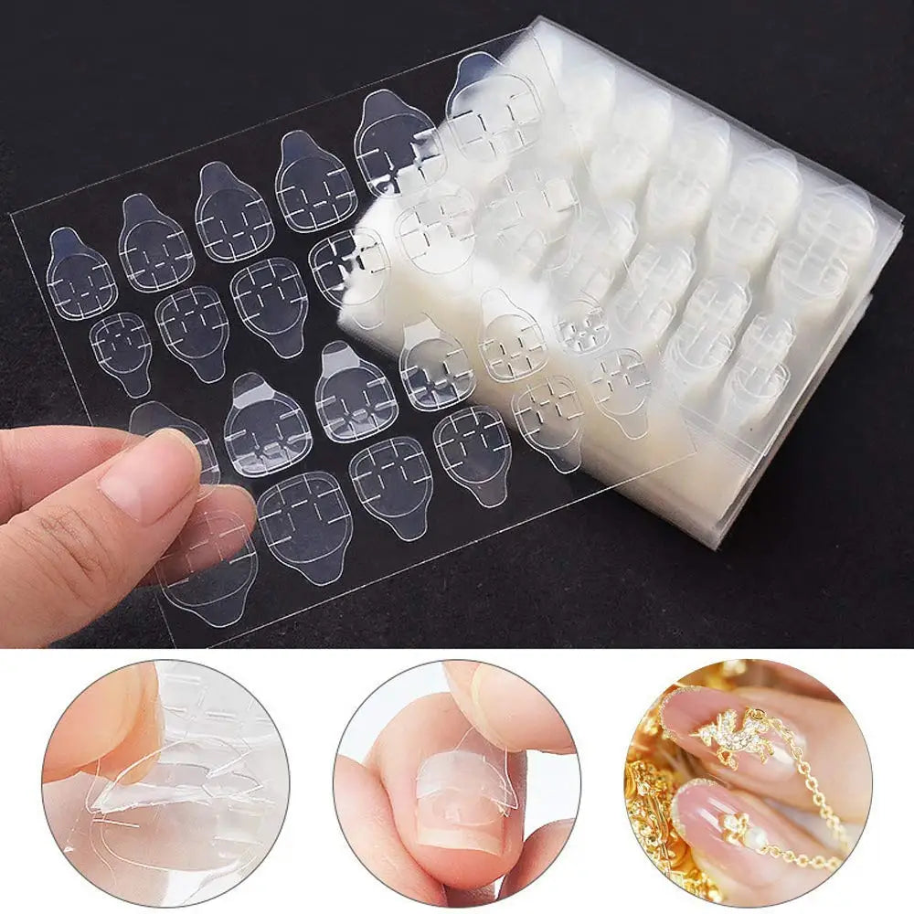 240pcs Double Sided False Nail Art Adhesive Tape Glue, DIY Fake Acrylic Nail Manicure Gel,Jelly Clear Waterproof Tabs Nail Glue