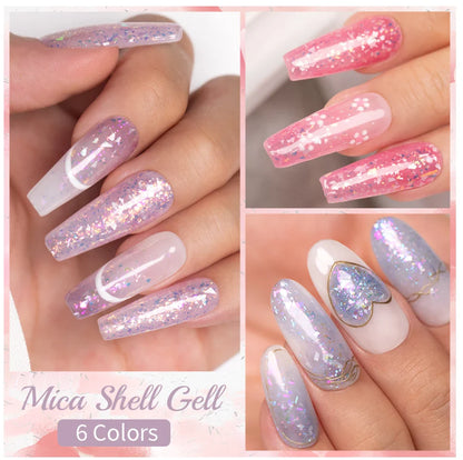 BOZLIN 5ml Sparkling Chameleon Mica Shell Gel Polish Colorful Sequins Manicure Semi Permanent Soak Off Nail Art Gel Varnish