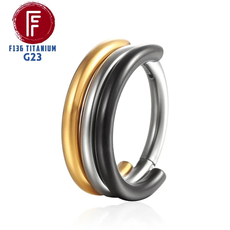 G23 Titanium Daith Cartilage Earrings 16G Helix Nose Septum Piercing Conch Hinged Clicker Body Jewelry Ear Ring Zircon Wholesale