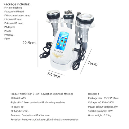 4IN1 Cavitation  Body Slimming 40K Machine Beauty Massager Skin Tighten Face Lifting Vacuum Suction（Overseas Warehouse Shipment）