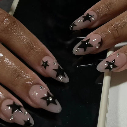 24pcs French Almond Press on Nails Leopard Print False Nails 3D Bow Wearable Stick-on Nails Fake Nail Uñas Накладные Ногти 네일팁