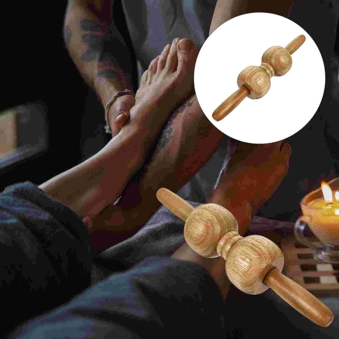 Oak Shoulder Massage Roller Stick Handheld Health Care Tool Muscle Relief Portable Lightweight Body Massaging Fitness