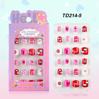 12pcs Kids 3D Stereo Sanrio Fake Nails Patch Sweet Girls Cute Cartoon Hello Kitty press on nails Kuromi Child Wearable FalseNail