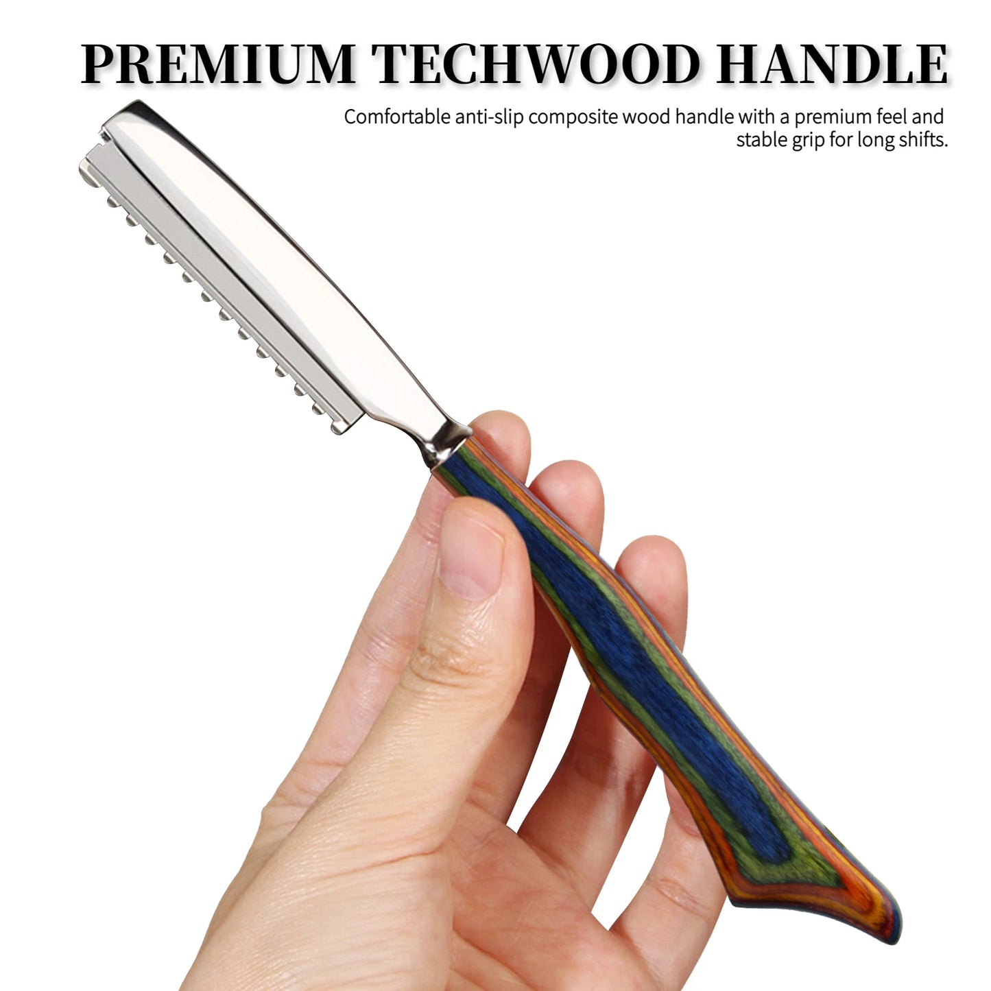 Thinning Razor Wooden Handle Straight Salon Hairdressing Razor Manual Razor Stick Hair Cutter Barber Hair Cutting Knife Thinner