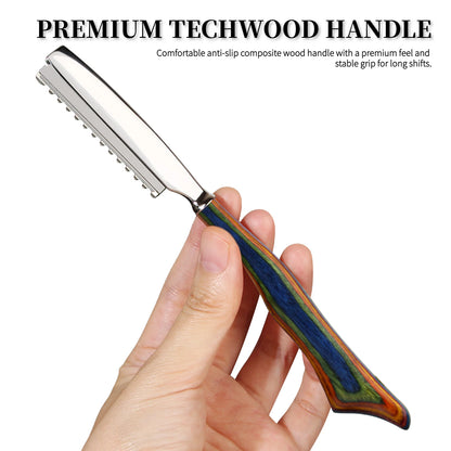 Thinning Razor Wooden Handle Straight Salon Hairdressing Razor Manual Razor Stick Hair Cutter Barber Hair Cutting Knife Thinner