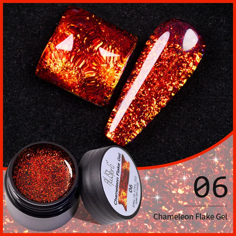 BOZLIN 5ml Sparkling Chameleon Mica Shell Gel Polish Colorful Sequins Manicure Semi Permanent Soak Off Nail Art Gel Varnish