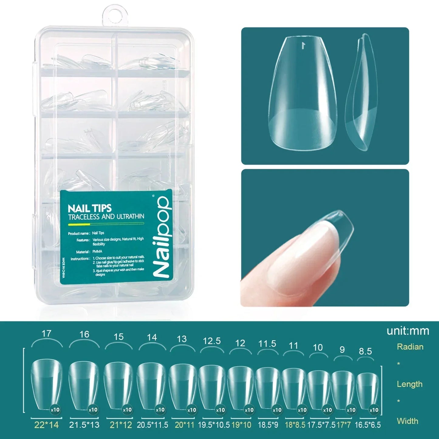 Nailpop 120pcs Acrylic Nails Fake Capsule Short Almond Coffin Square Artificial Nail Extension Soft Gel Tips Accessories Tools