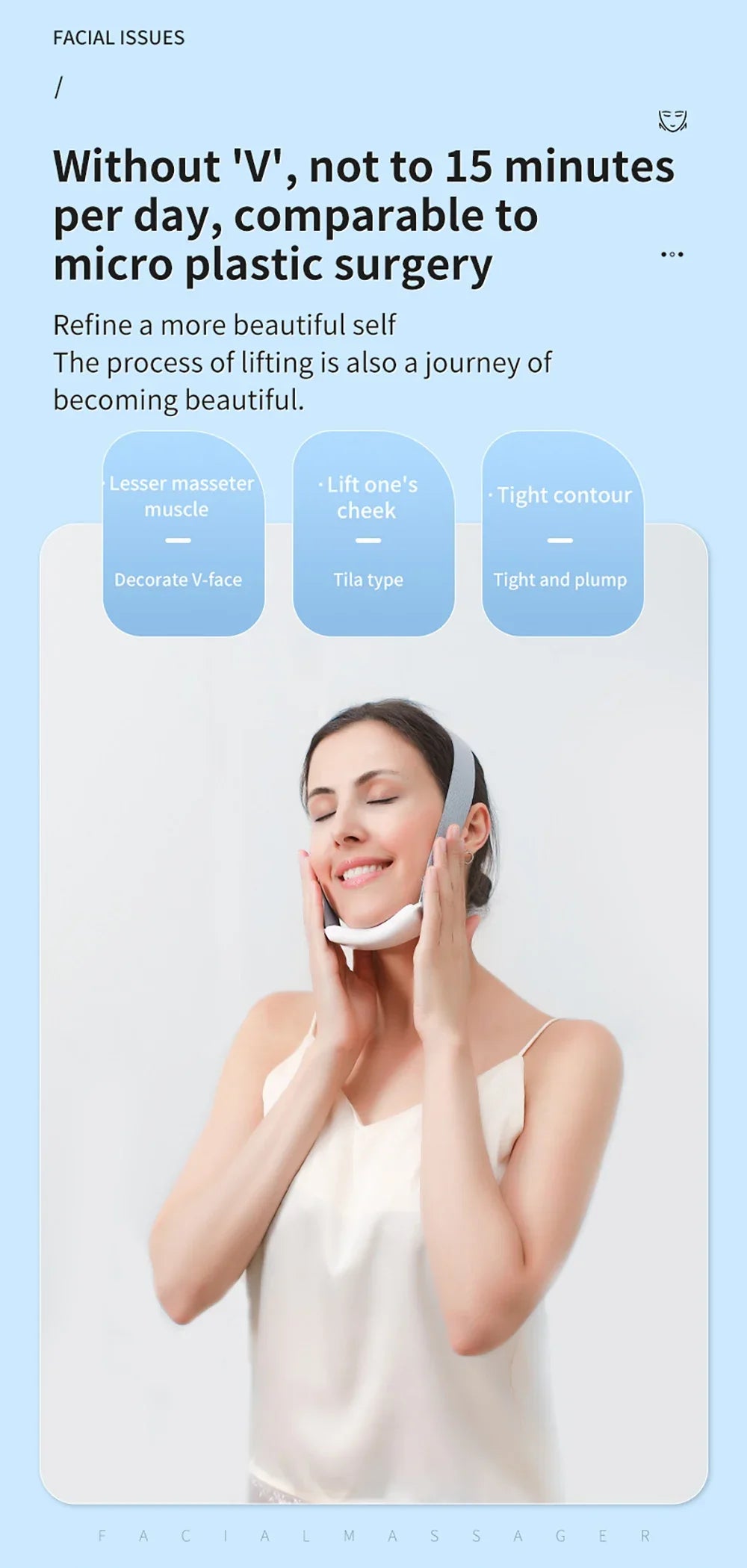 Double Chin Remover Ems Face Lifting Massager Anti Wrinkle Firming Facial Massager V-Face Lift Device Skin Care