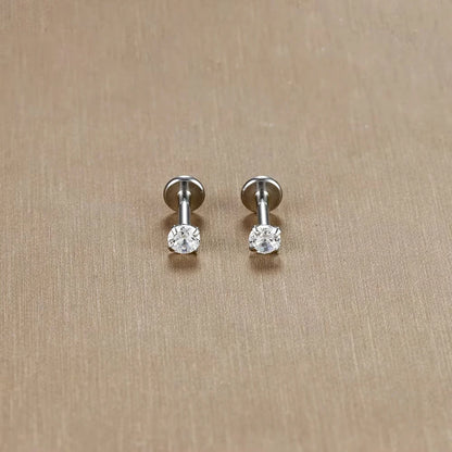2PC Labret Tragus Stud Earrings 16G Surgical Stainless Steel CZ Crystal Monroe Helix Cartialge Conch Medusa Lip Body Piercing