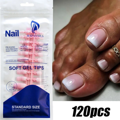 120pcs Pink Ombre Medium Coffin Press On Nails Glossy Handmade Acrylic Fake Nails Tips Gradient Design Artificial False Nails