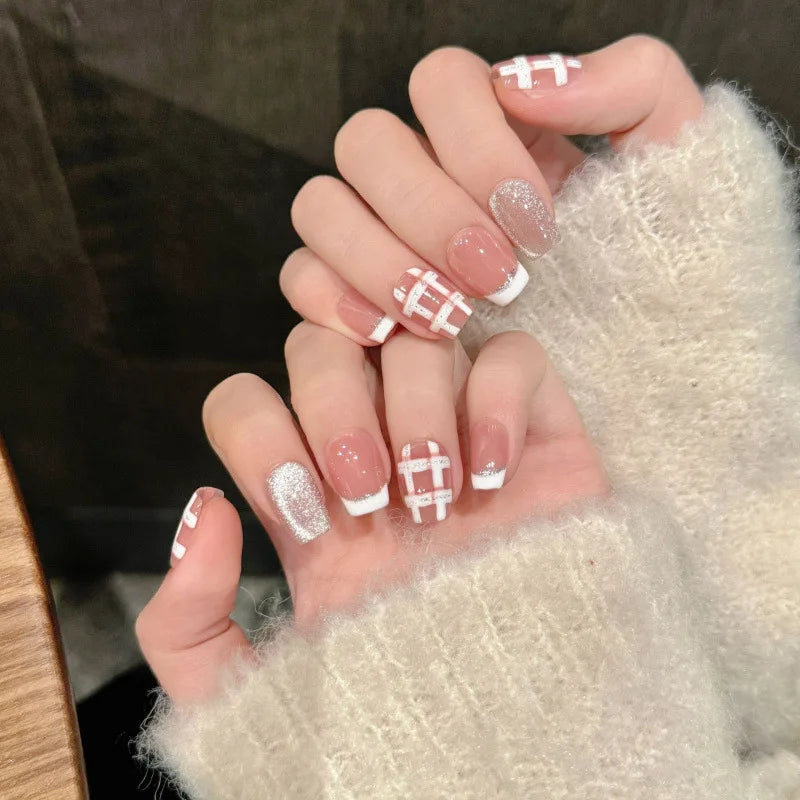 10Pcs Red Cat Eye Handmade Press on Nails Flower Fake Nails Wearable Stick-on Nails Full Cover False Nail Uñas Postizas 네일팁